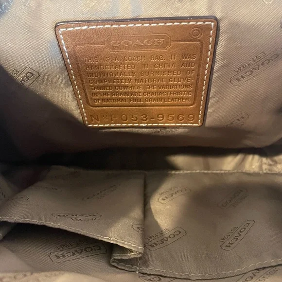 Coach Classic Tan Leather Drawstring Backpack - Picture 6 of 7
